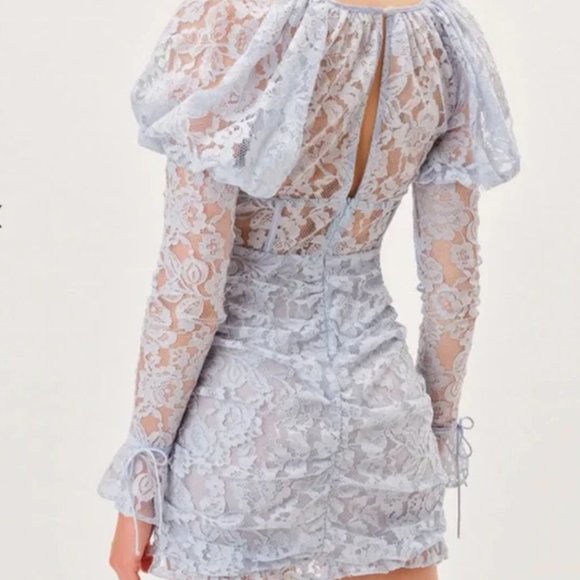For Love And Lemons Victoria Blue Lace Mini Dress - Picture 3 of 6